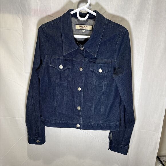 Paris Blues Vintage 90s Y2K  Jacket Womens XL  Dark Wash Made In USA Jean - Picture 1 of 16